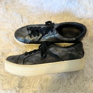 J Slides Metallic Black Platform Sneakers